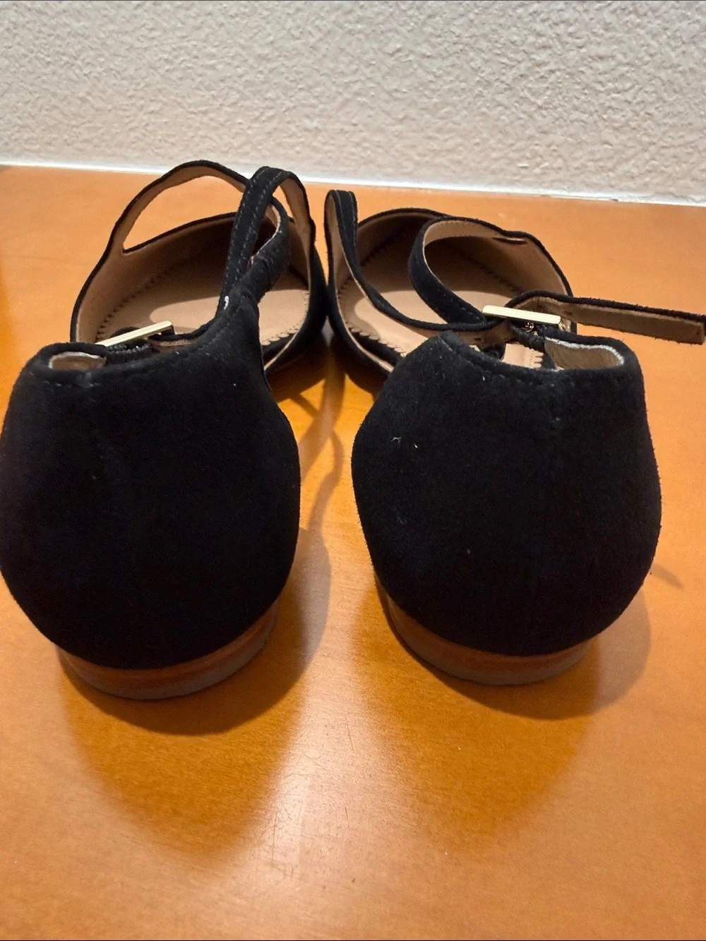 Anthropologie Black Pointed Suede Flats